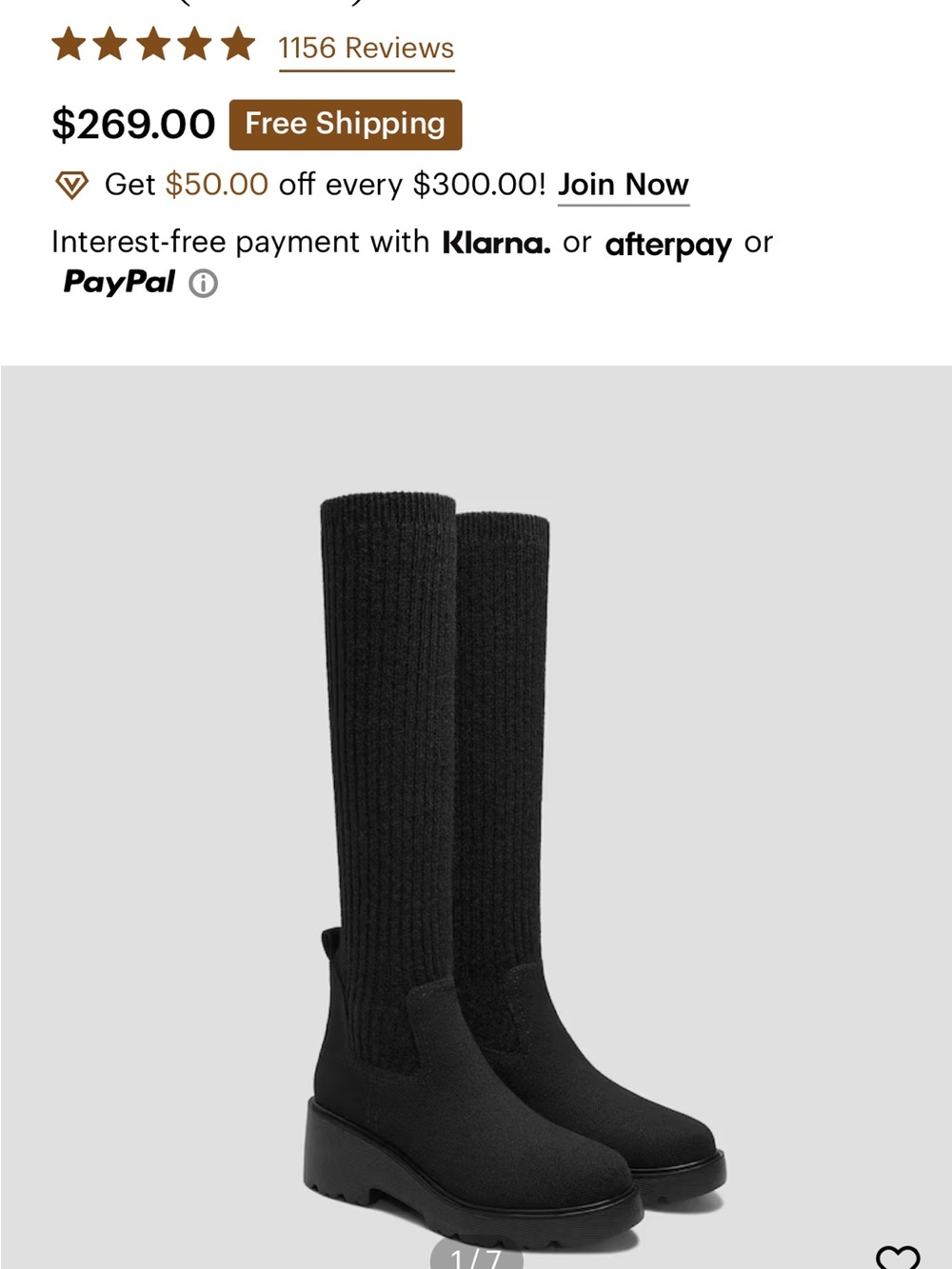 Vivaia Eduarda Knee-High Knit Platform Heeled Boots in Black size 8 - Picture 4 of 7